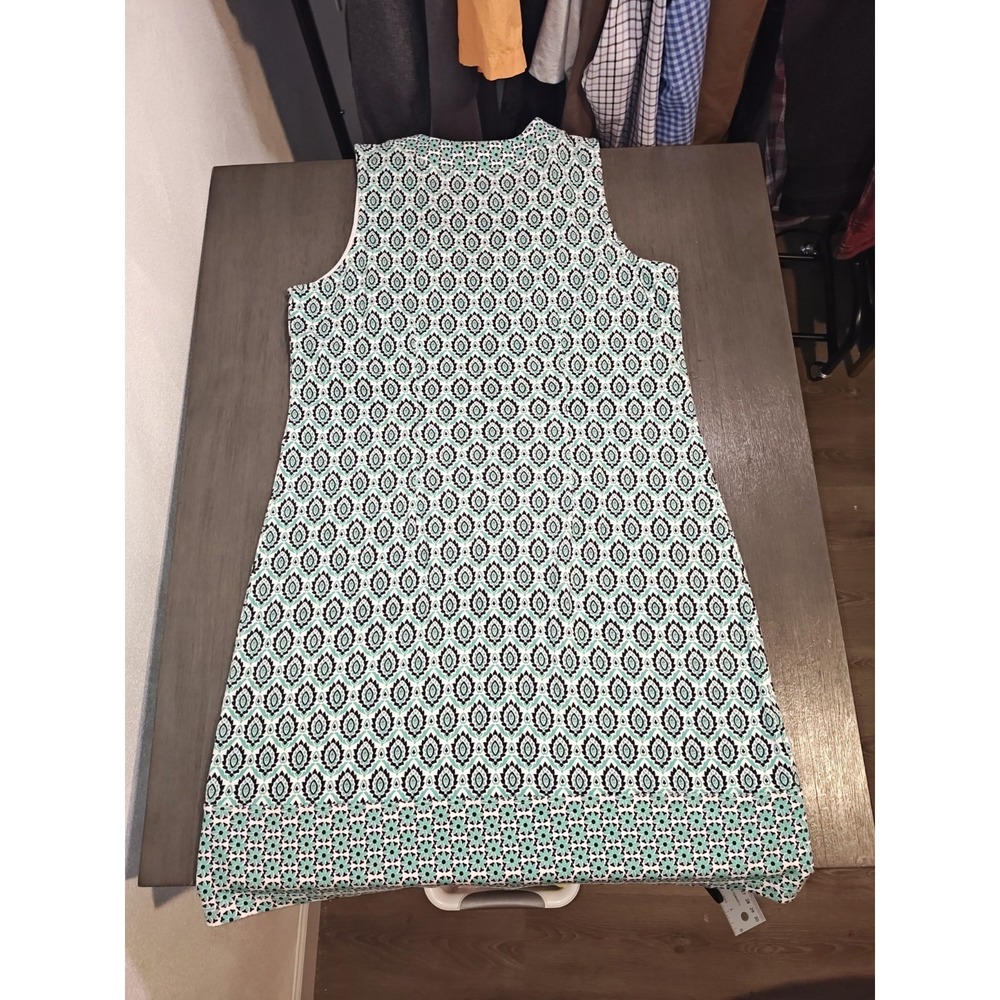 Tommy Bahama Sleeveless V-Neck Mini Dress in Aqua and White - Picture 2 of 9
